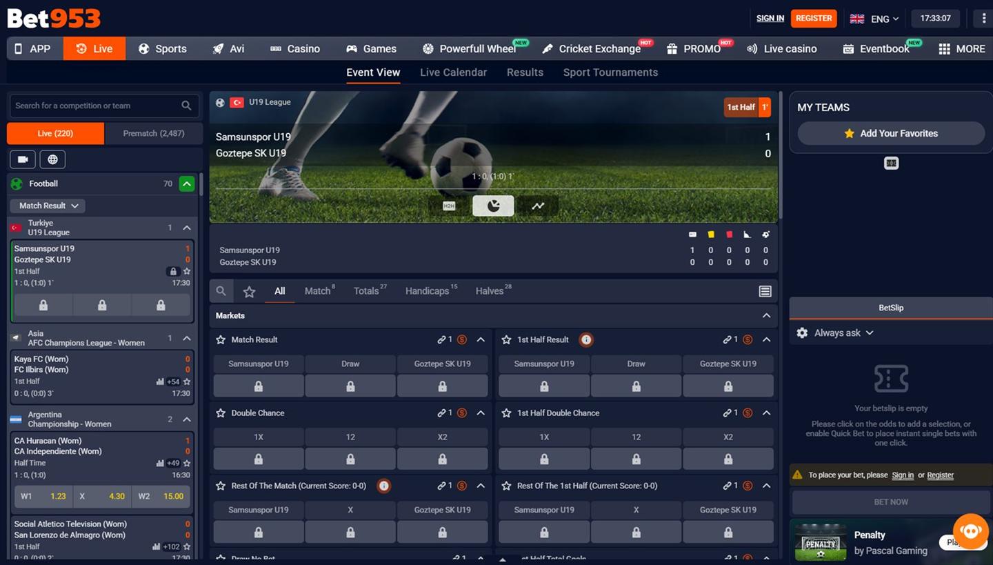 BET953 promotions interface