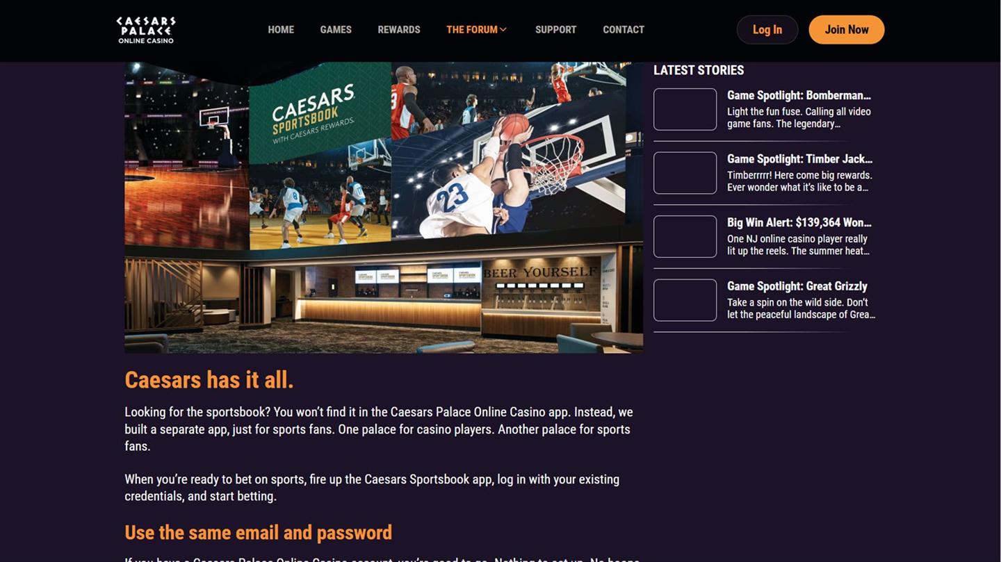 Caesars sportsbook interface