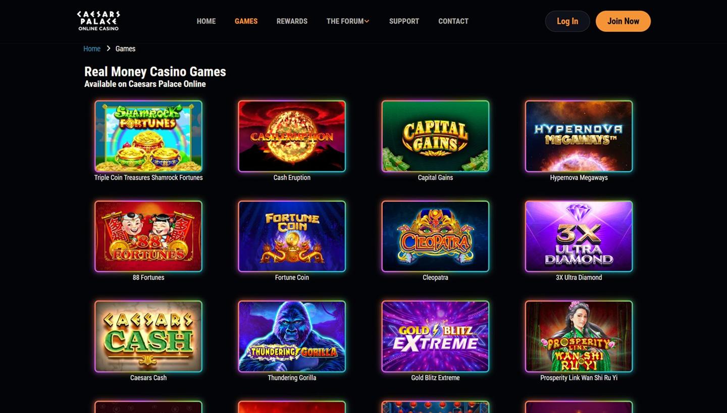 Caesars casino games interface
