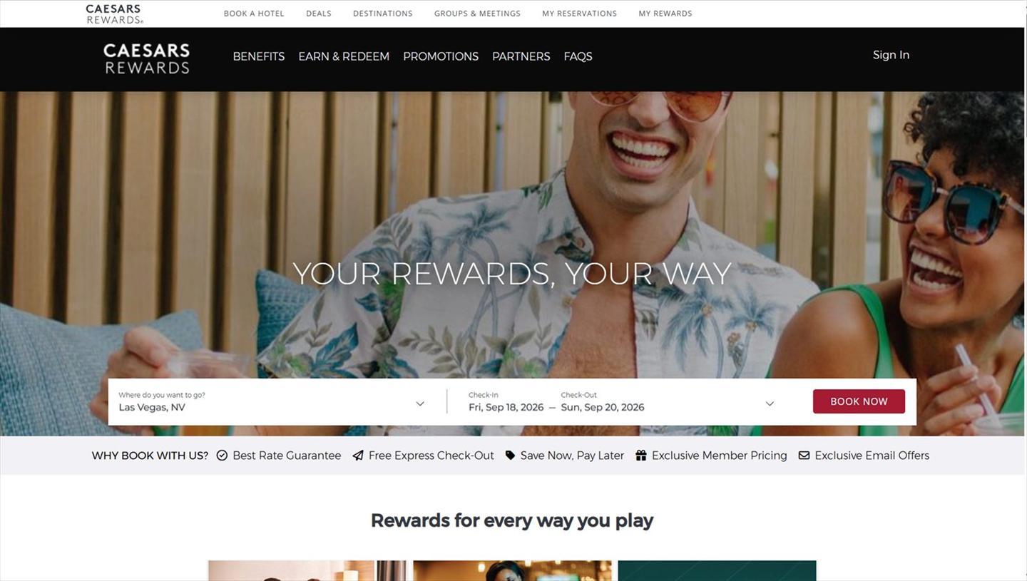 Caesars rewards interface