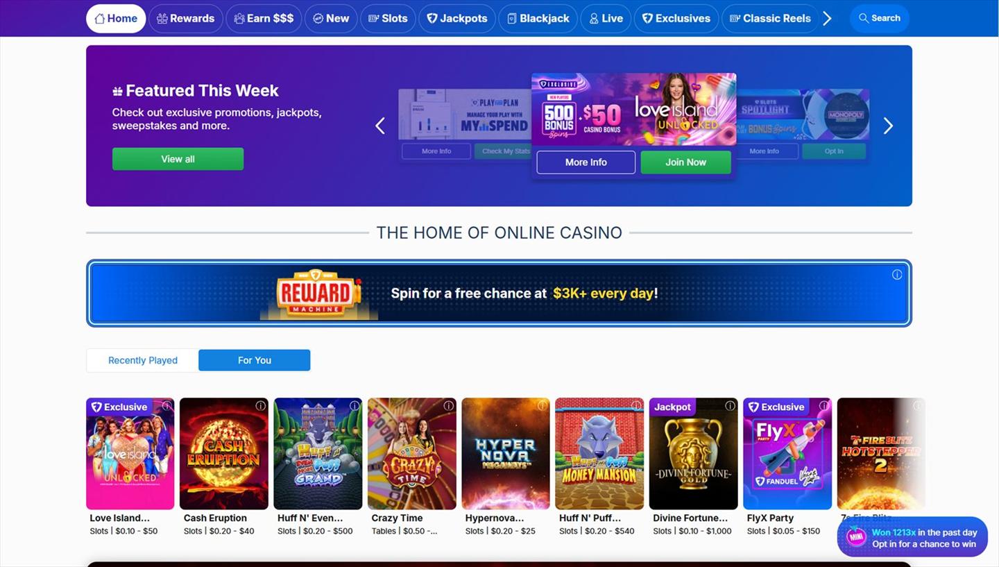 FanDuel casino lobby interface